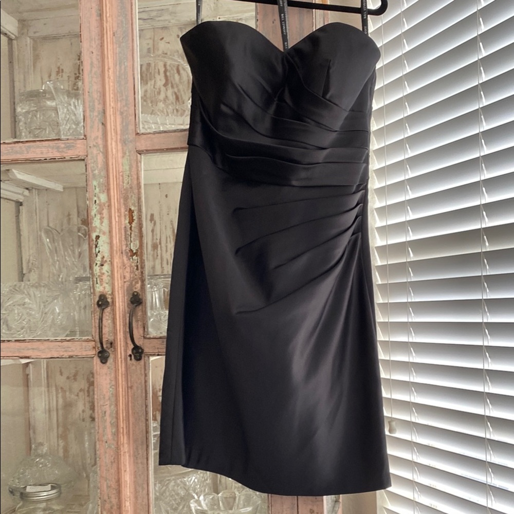 Black Strapless Ruched Sheath Dress
